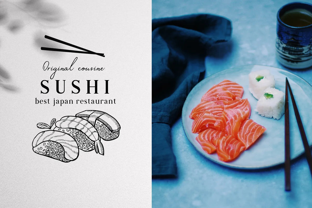 asian food illustrations sushi set.