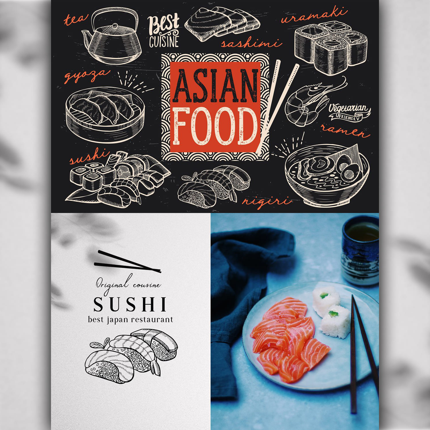 Asian Food Illustrations, Sushi cover image.
