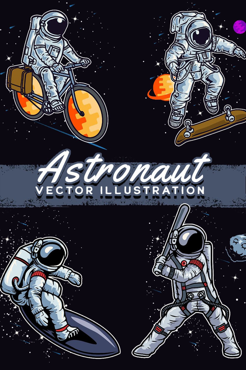 Astronaut Vector Illustration pinterest image.