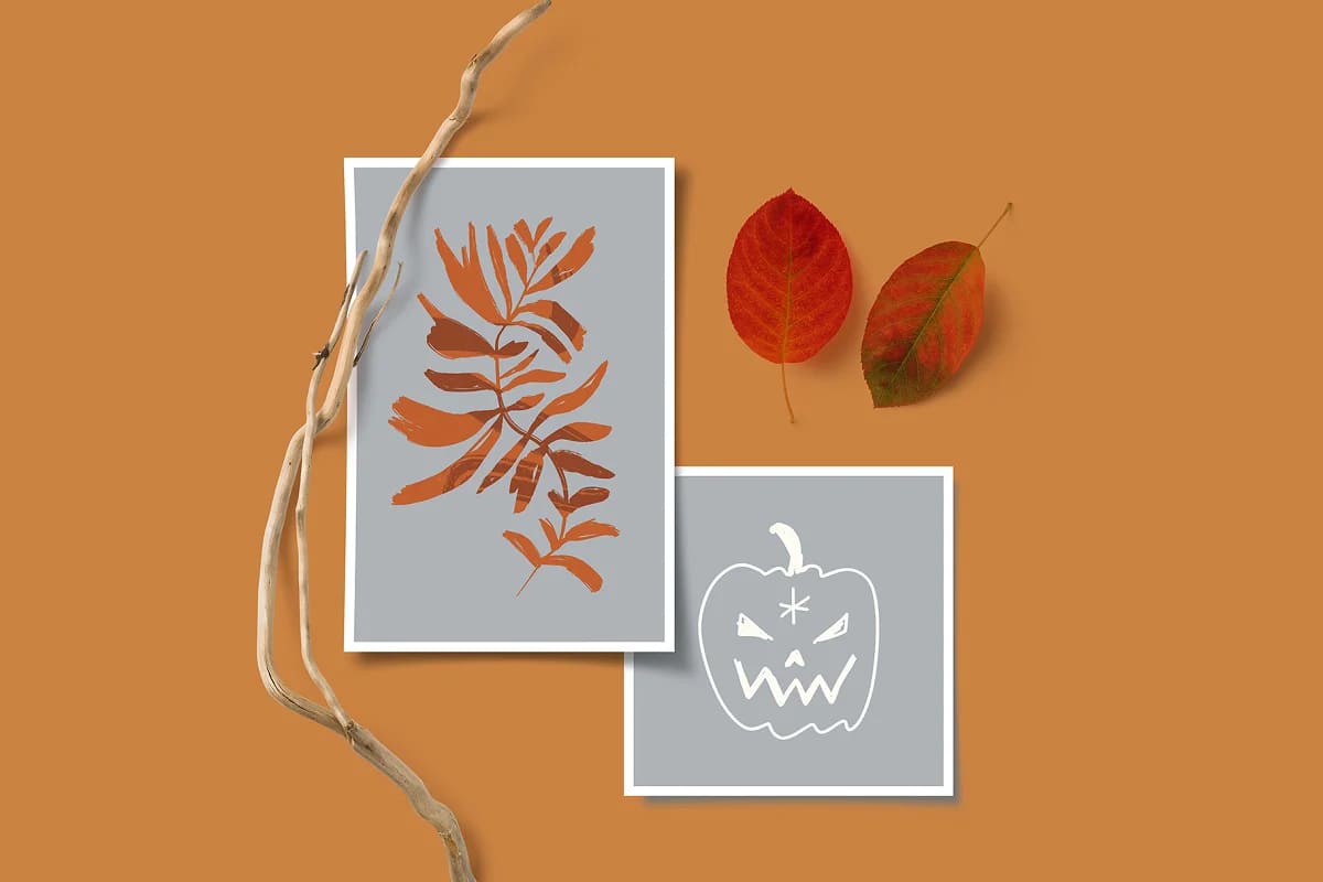 autumn witch bundle for greeting cards.