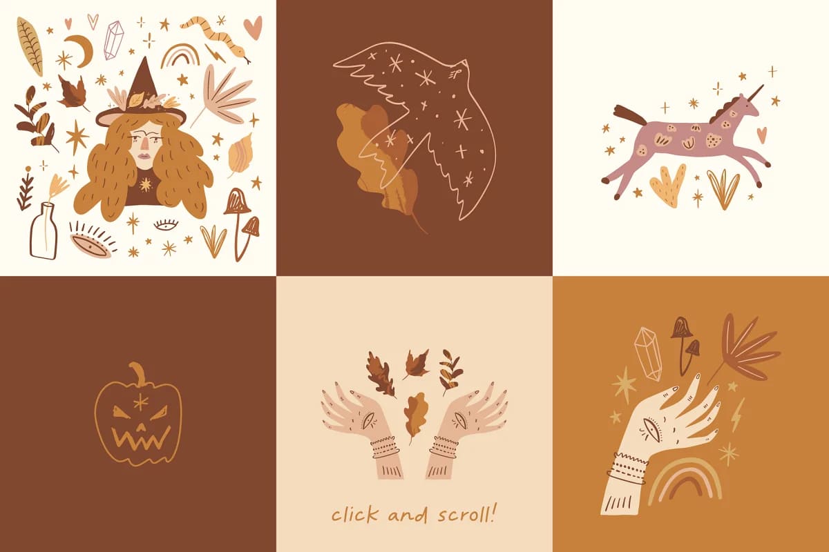 autumn witch bundle graphics.