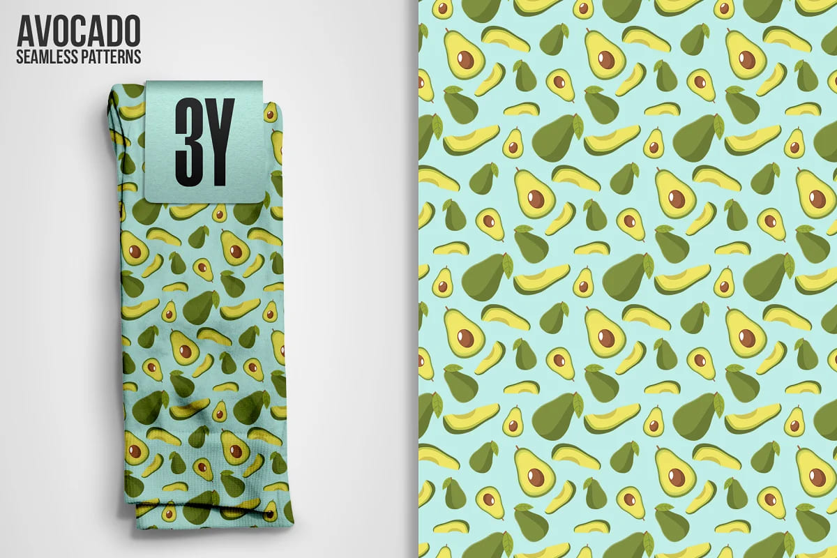avocado seamless patterns kit.
