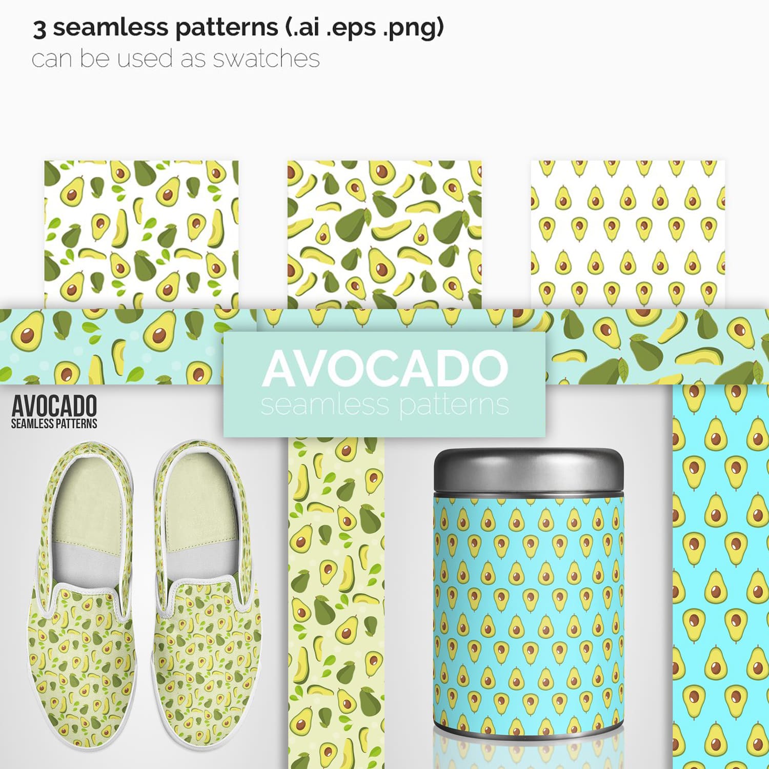 Avocado Seamless Patterns cover image.