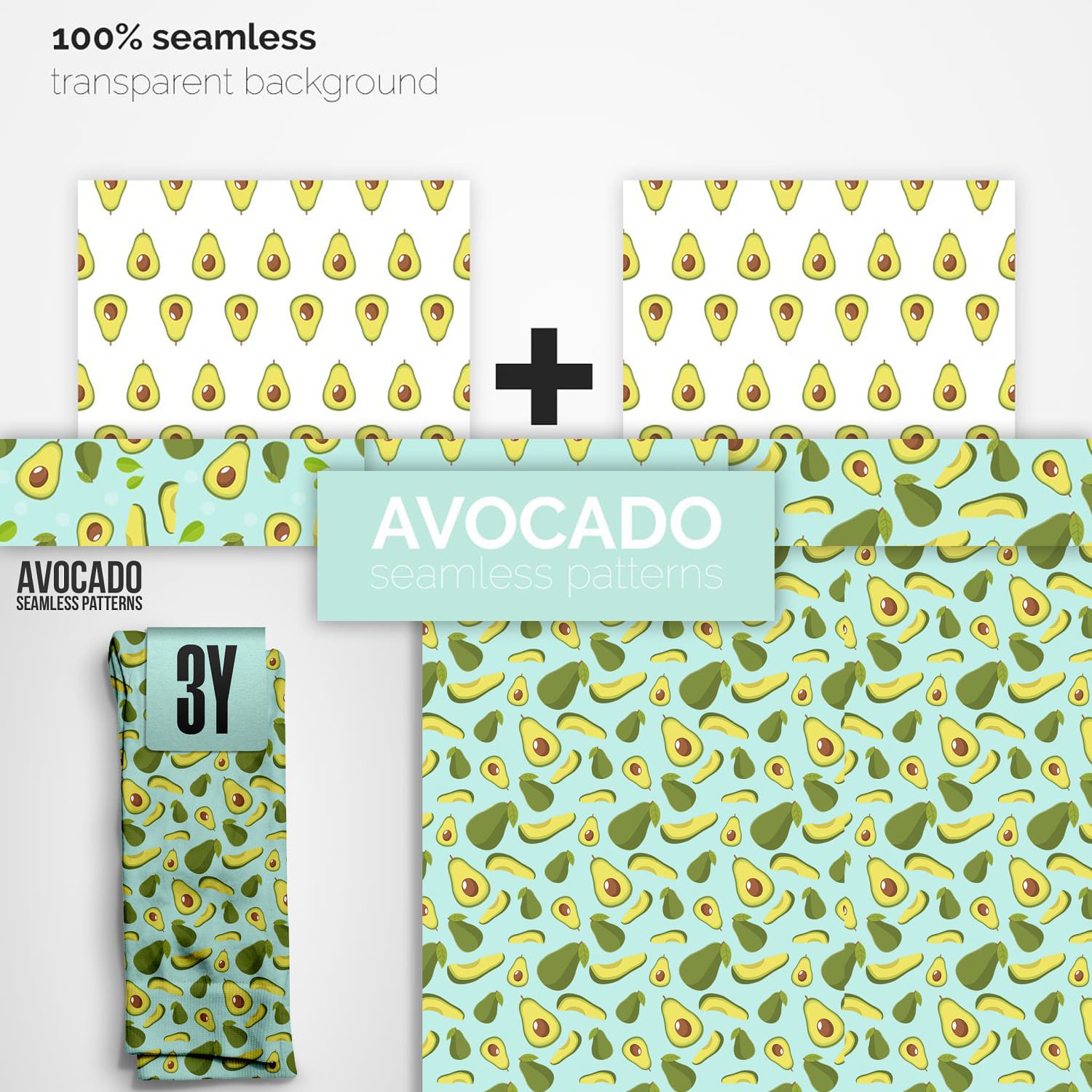 avocado seamless patterns design collection.