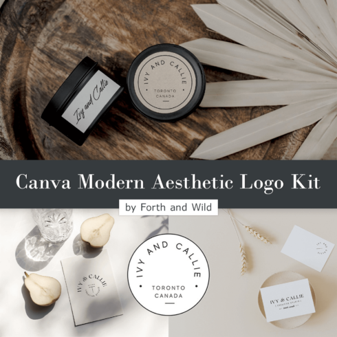 Three images of Canva Modern Aesthetic Logo Kit.