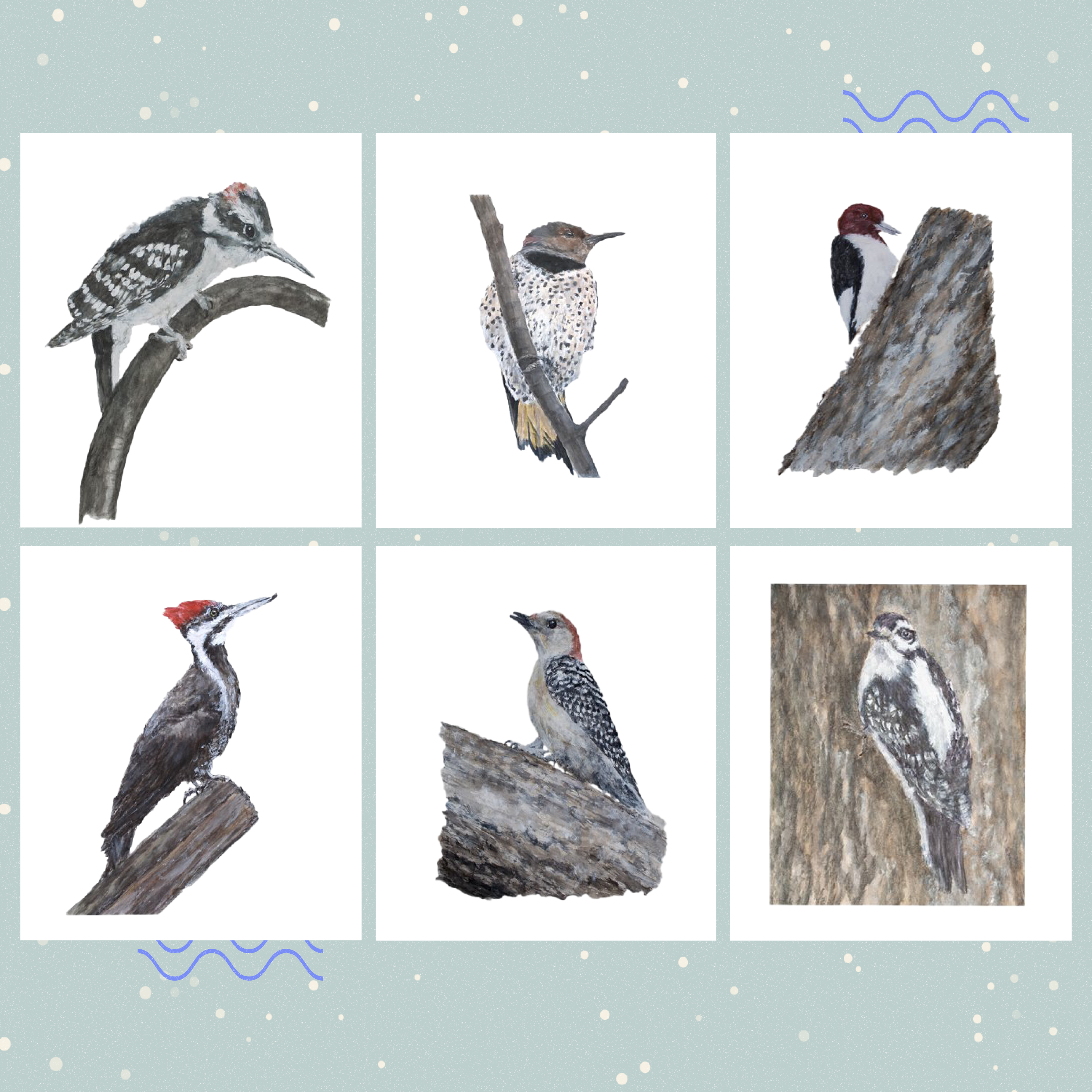 Preview of woodpeckers in the image.
