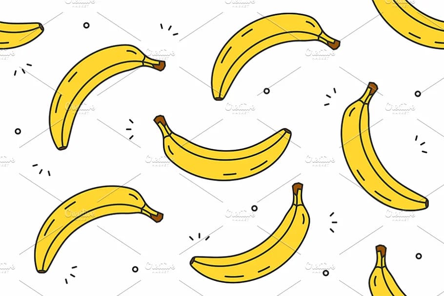 bananas patterns, yellow bananas on transparent background.