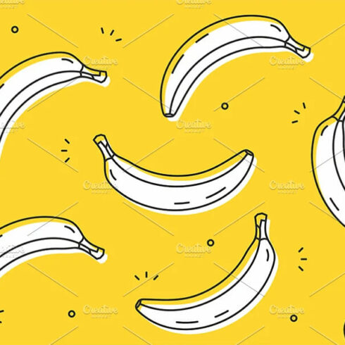 bananas patterns, transparent bananas on yellow background.