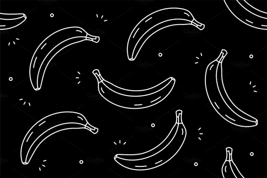 bananas patterns, transparent bananas on dark background.