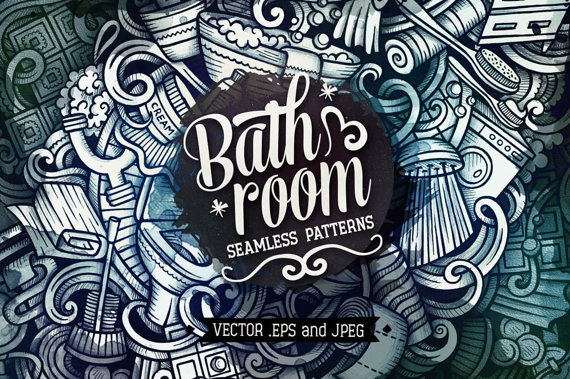 Bathroom Graphics Seamless Patterns Preview 1.