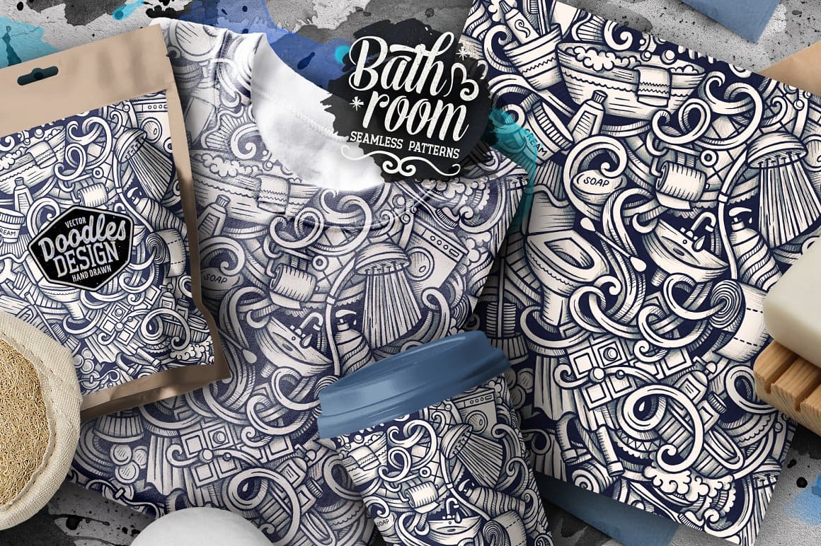 Bathroom Graphics Seamless Patterns Preview 2.