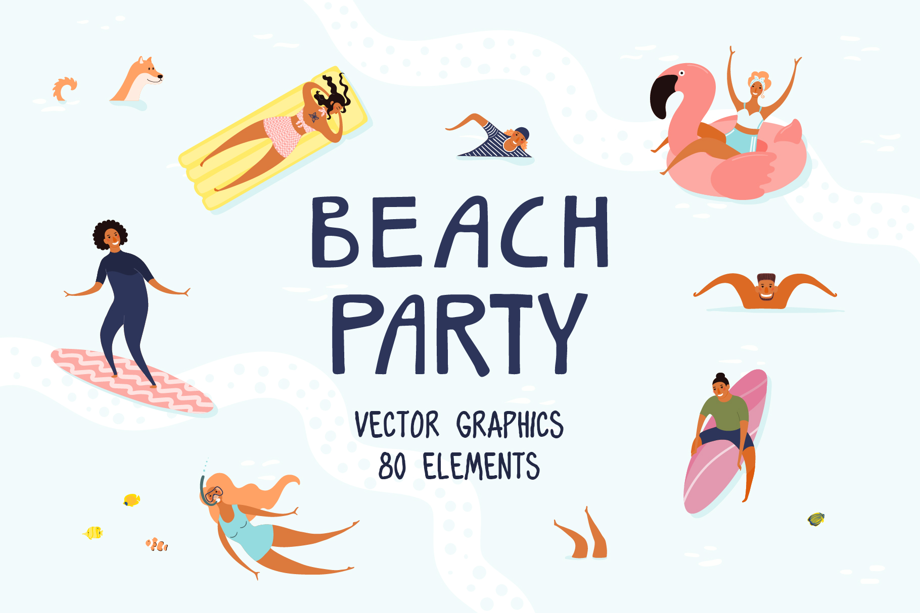 Title picture on the theme of a beach party.