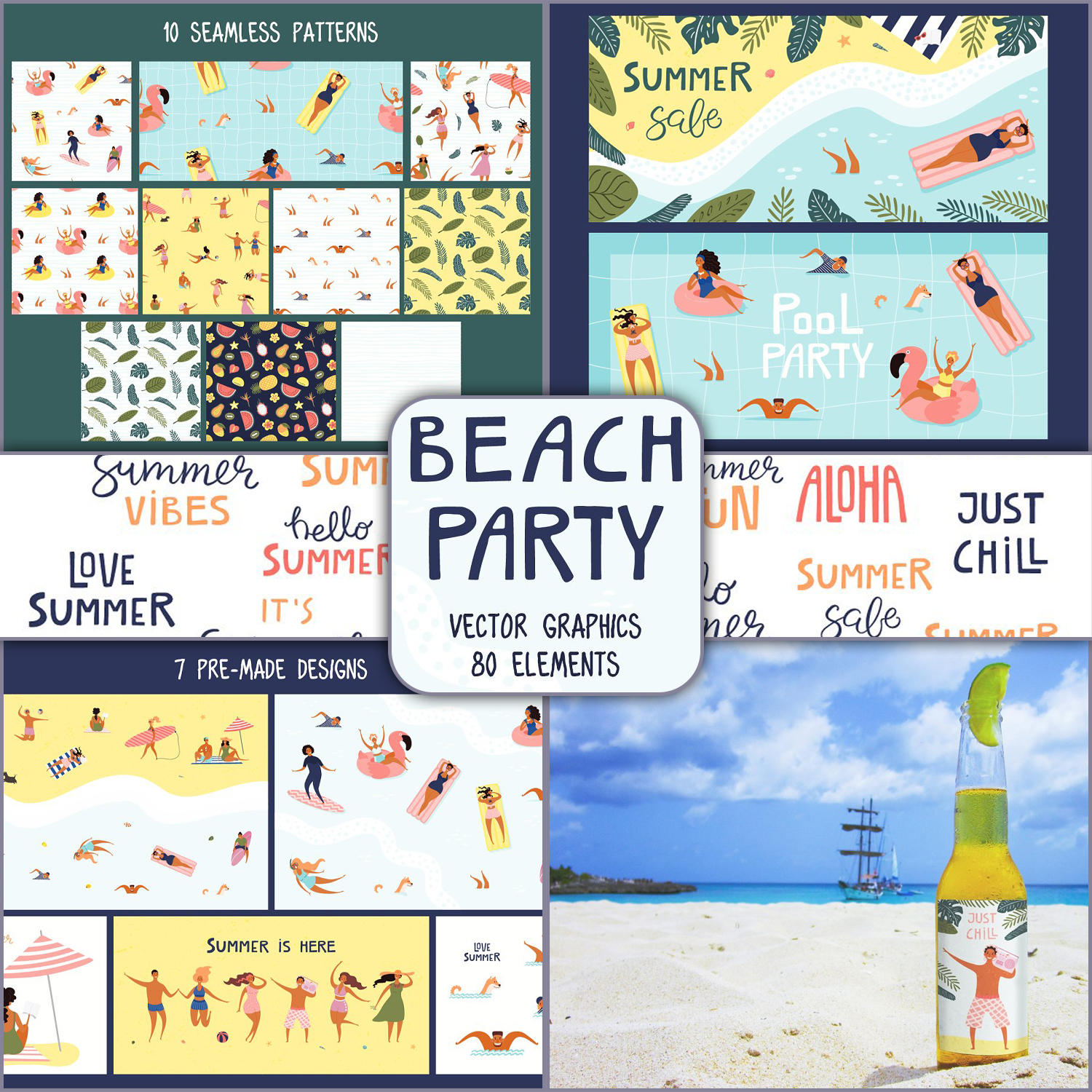 The beach party is shown in the pictures.