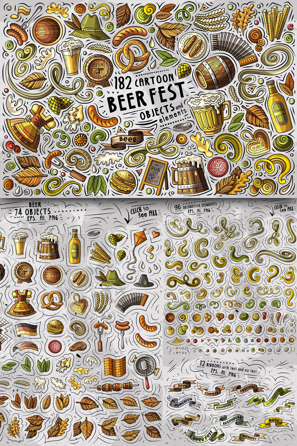 Beer fest objects set.
