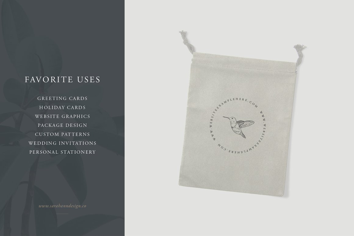 Print on a bag with a bird.