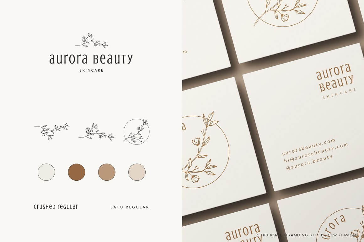 Business cards of Aurora beauty skincare.