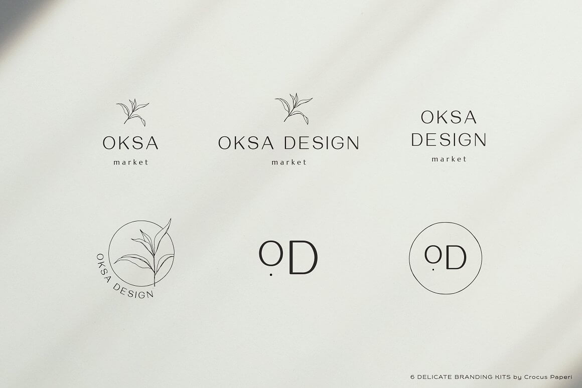 3 variants of the inscription oksa design market.