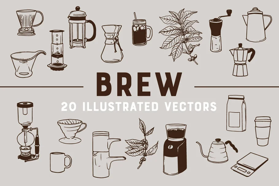 brew 20 coffee vectors.