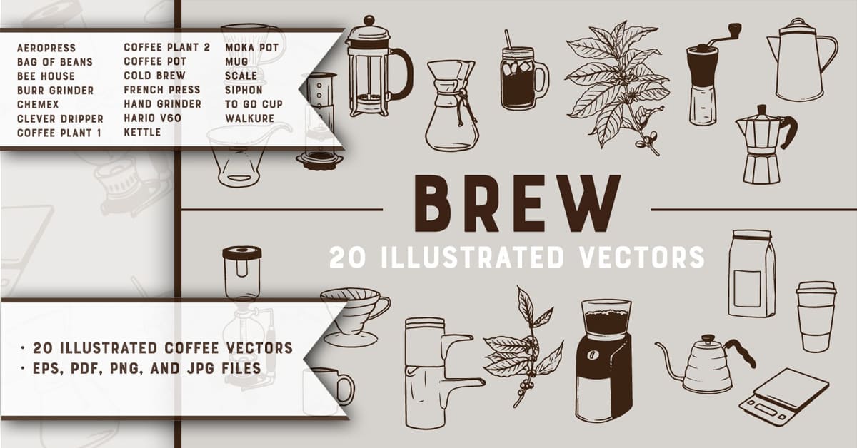Brew 20 Coffee Vectors facebook image.