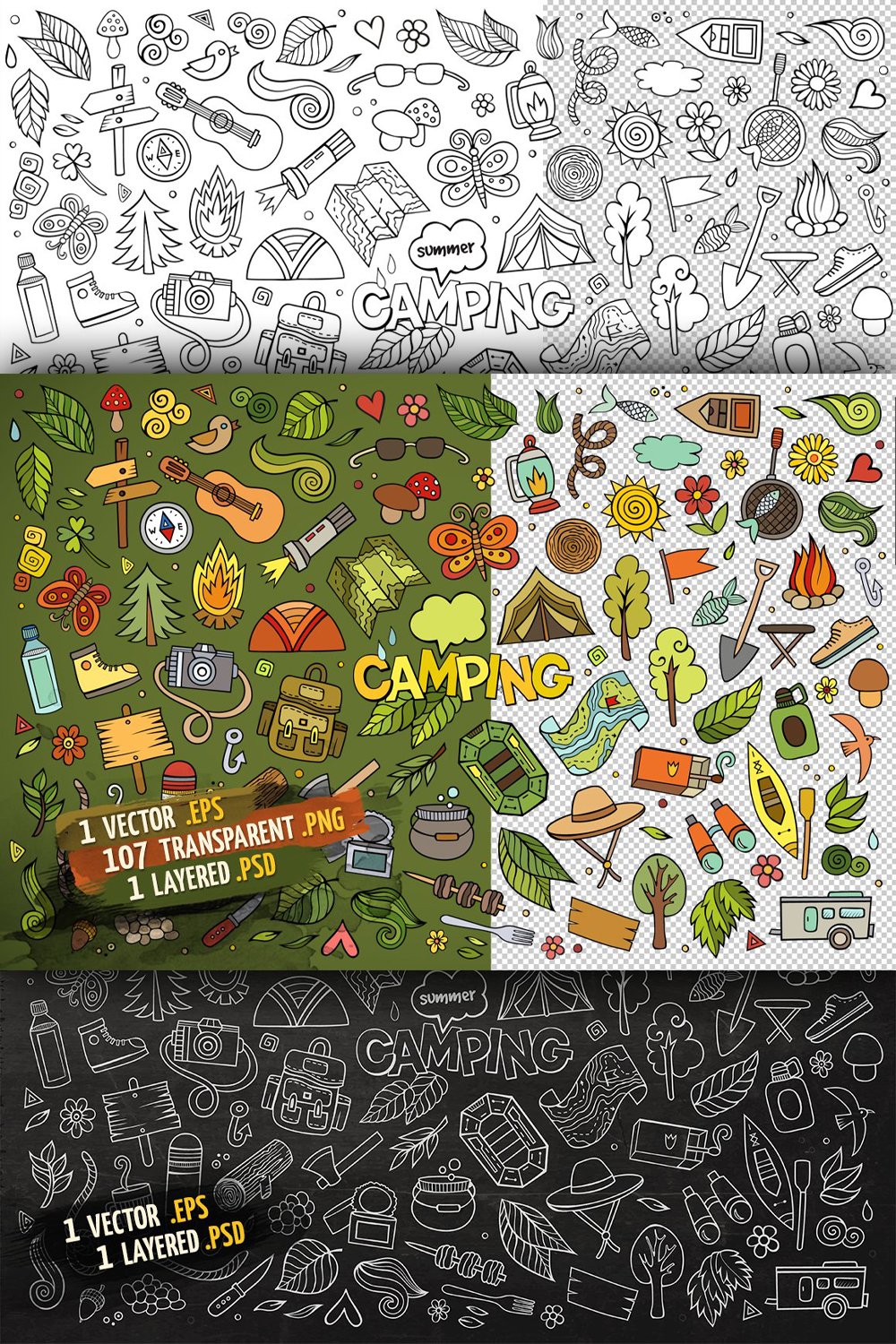 Camping objects elements of pinterest.