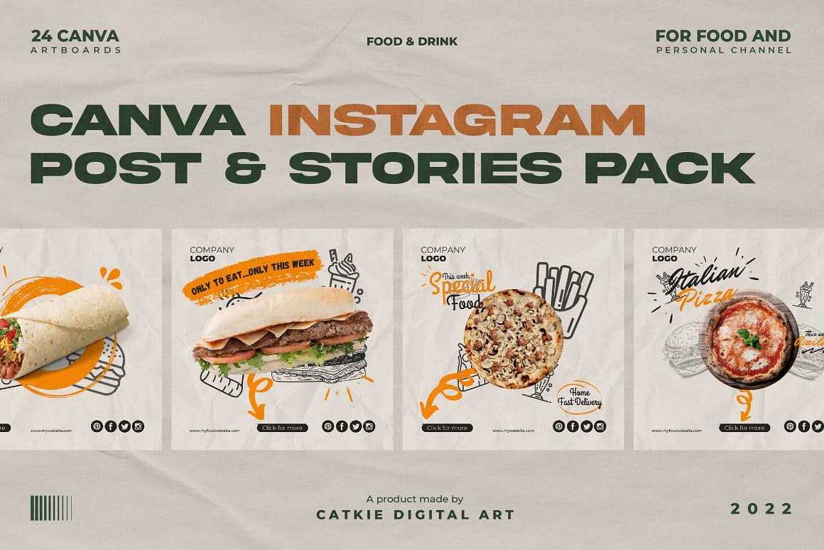 Canva Food Instagram Template Kit Preview 1.