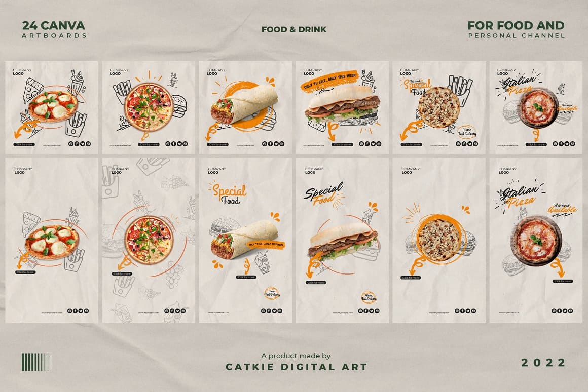 Canva Food Instagram Template Kit Preview 2.