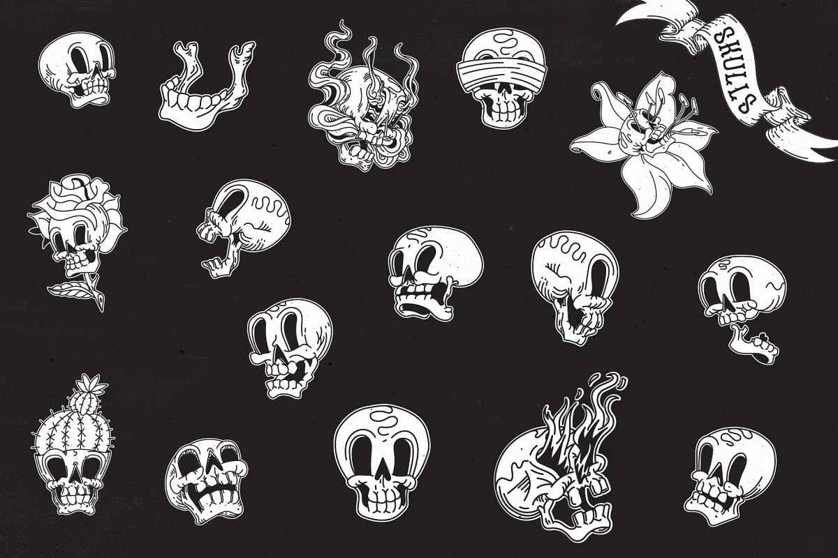 cartoon skulls clipart.