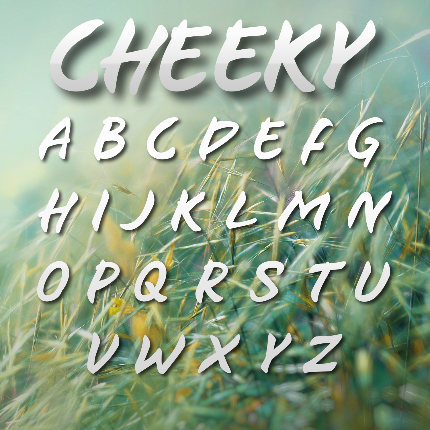 Featured alphabet in font style on a green background.
