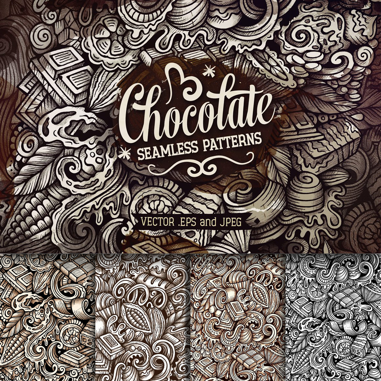 Chocolate Graphics Doodle Patterns 1500 1500 2.