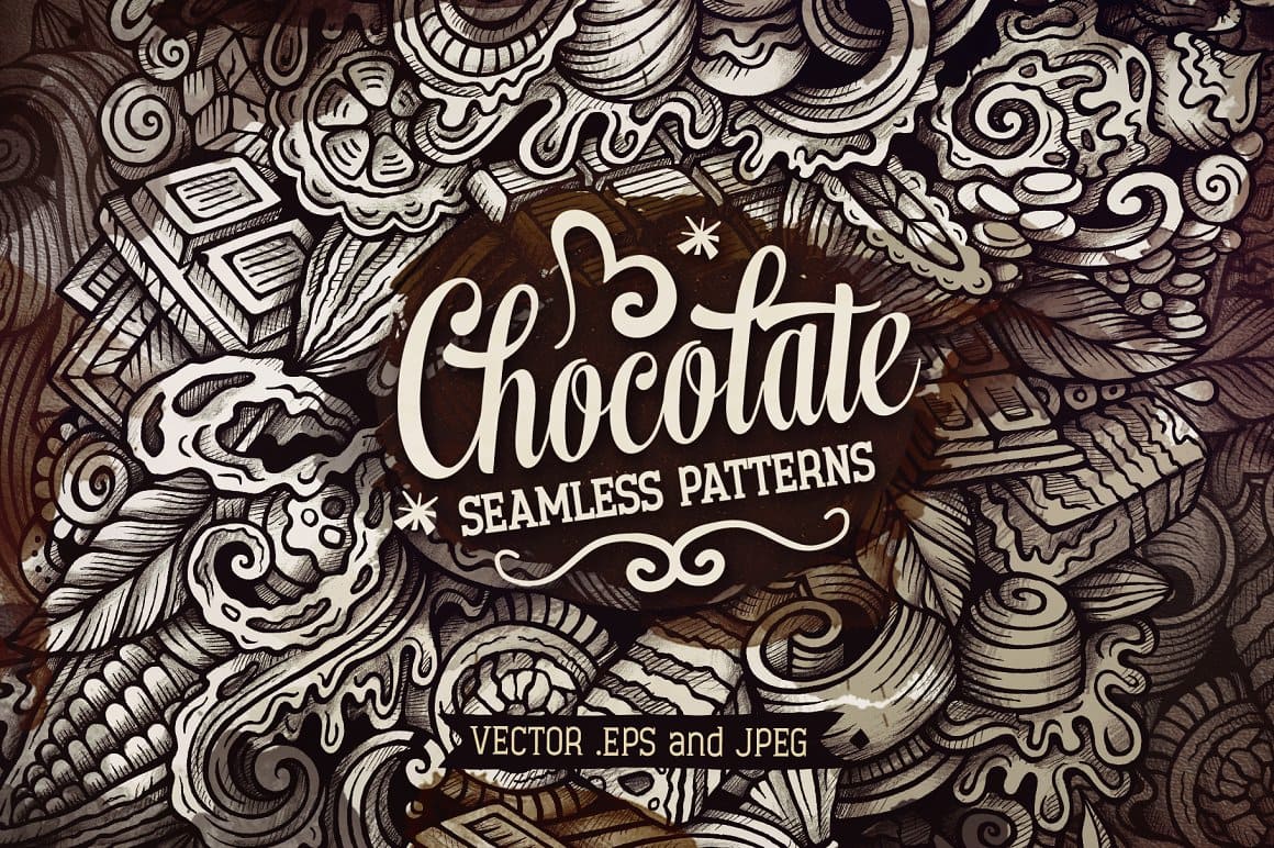 Chocolate Graphics Doodle Patterns Preview 1.