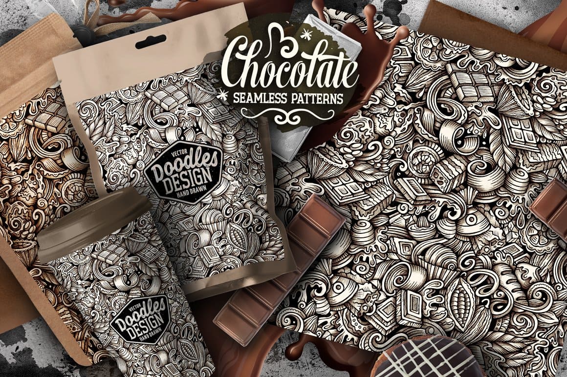 Chocolate Graphics Doodle Patterns Preview 2.