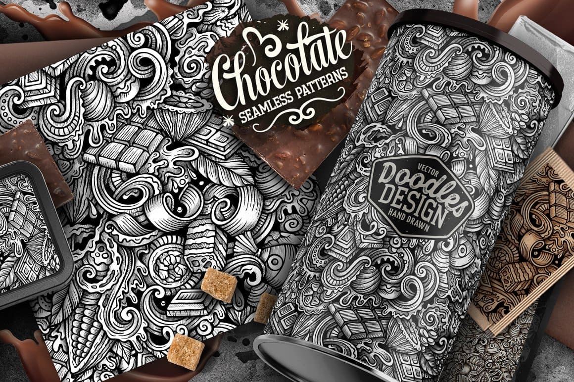 Chocolate Graphics Doodle Patterns Preview 3.