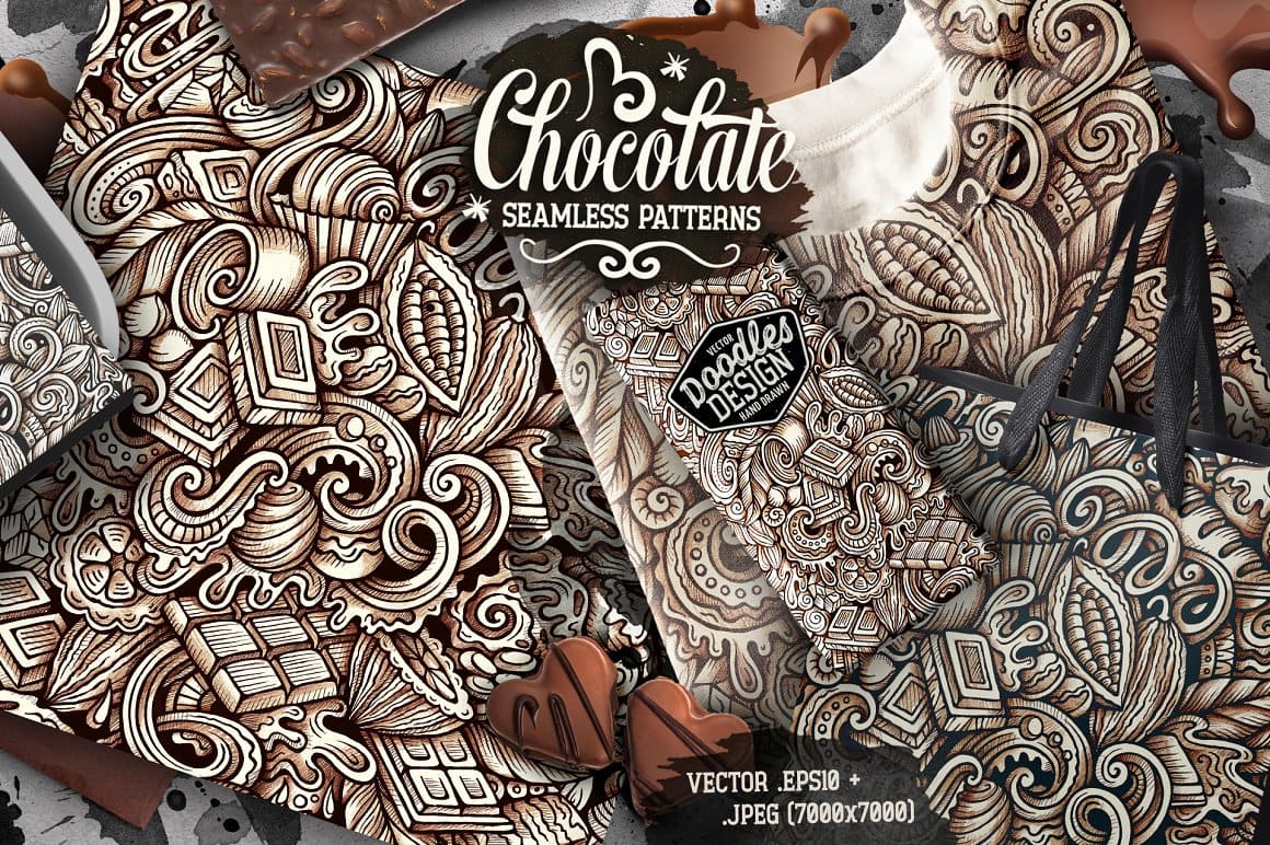 Chocolate Graphics Doodle Patterns Preview 4.