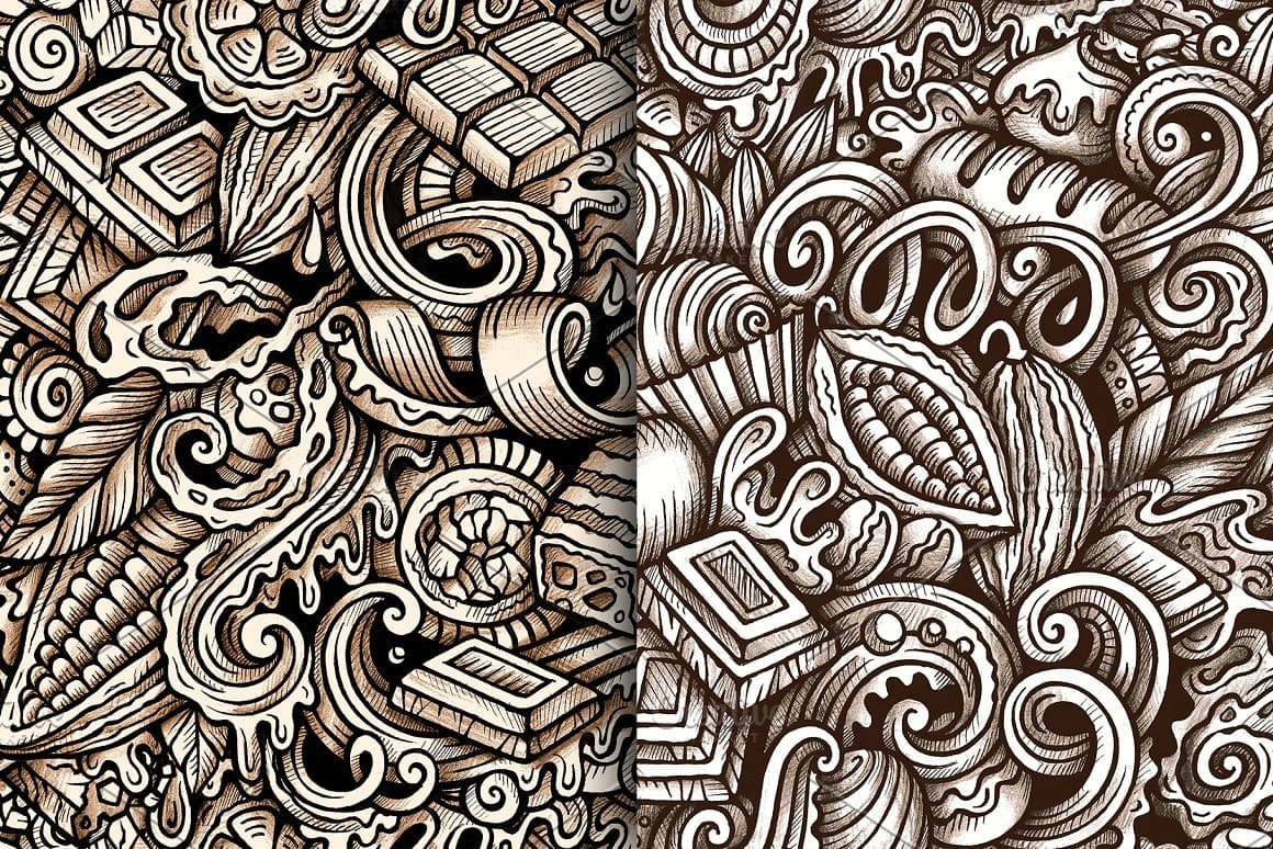 Chocolate Graphics Doodle Patterns Preview 6.