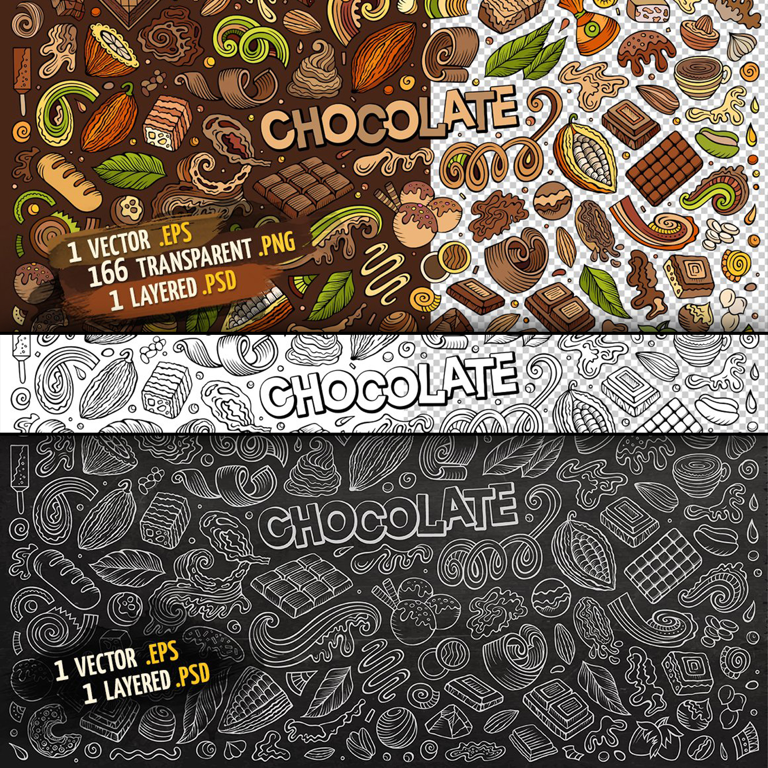 Elements of chocolate theme.