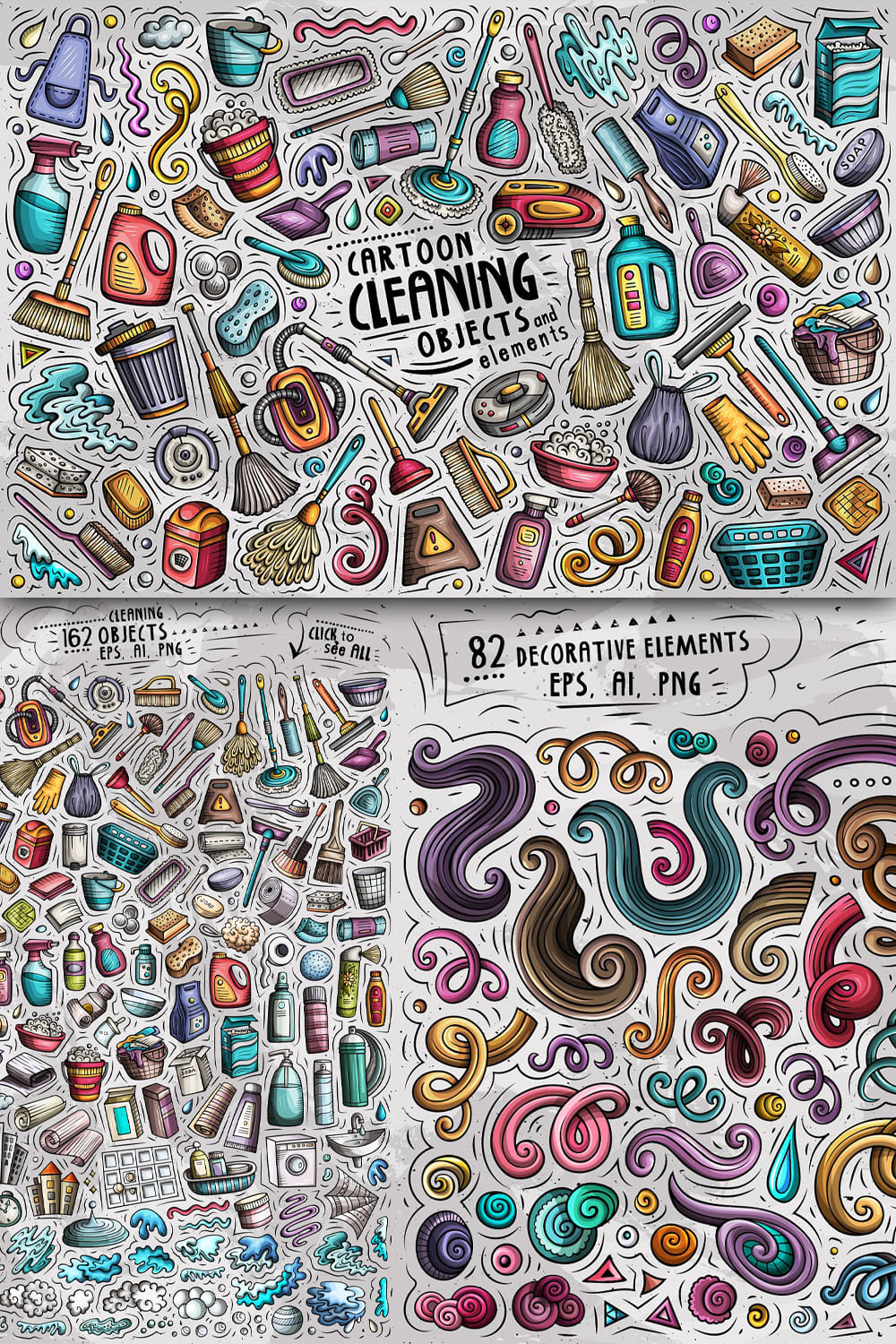 Cleaning Cartoon Objects Set Pinterest 1000 1500.