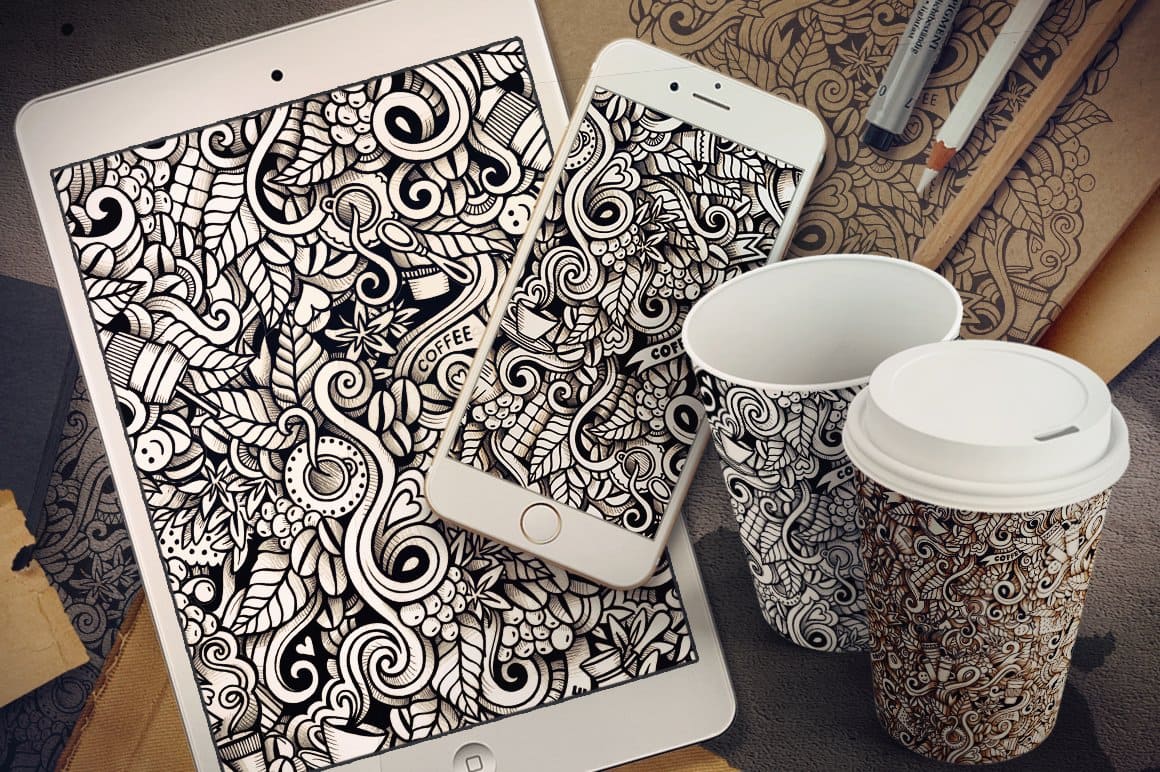 Coffee Graphics Patterns Preview 6.