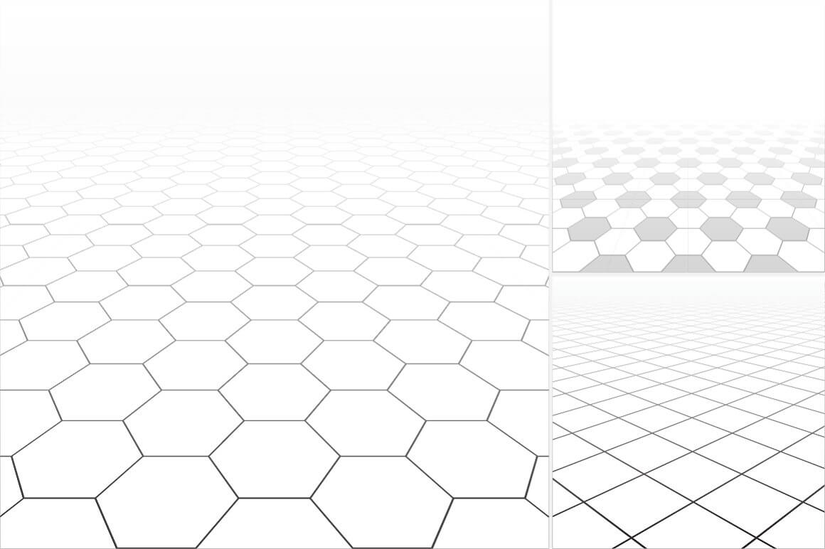 Abstract background of white hexagons that dissolve into the distance.