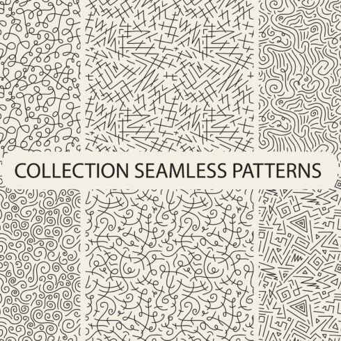 collection of curly seamless paterns biege.