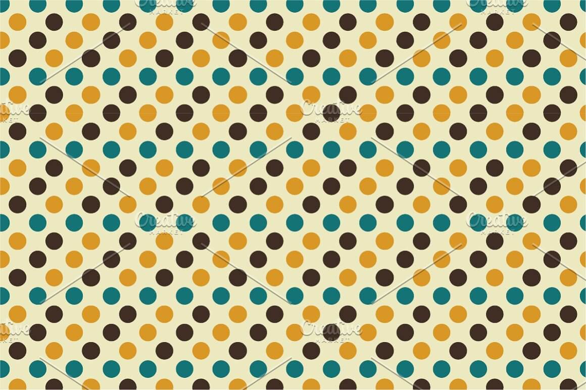 Collection of retro patterns with colorful circles.