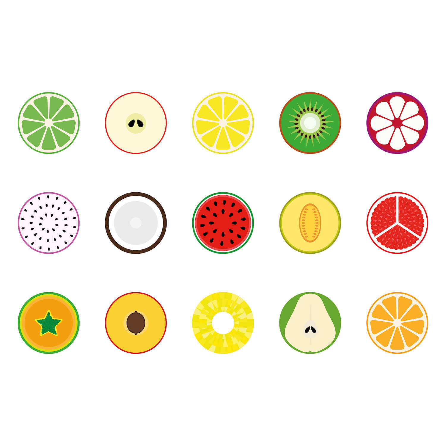collection of vector fruit icons preview image.