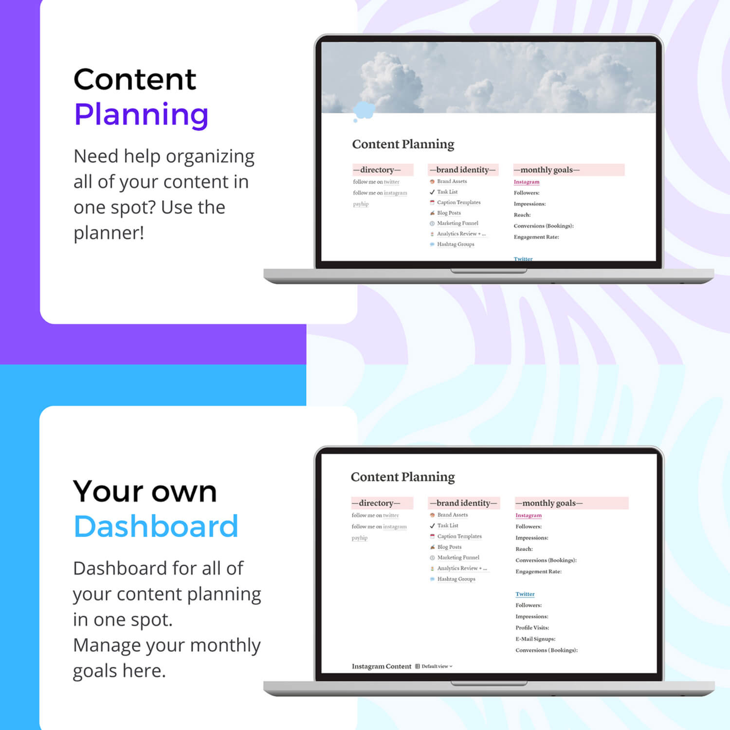 Content planning helps organizing all of your content in one spot.