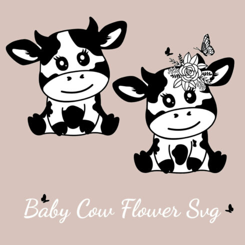 cow svg baby cow flower svg cover image.
