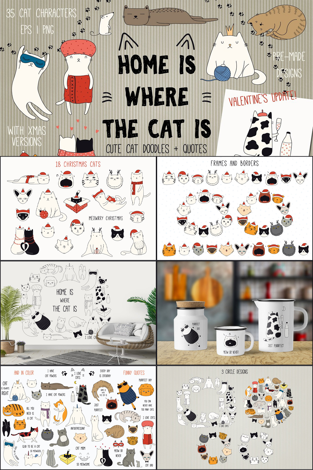 Cat doodles vector graphics of pinterest.