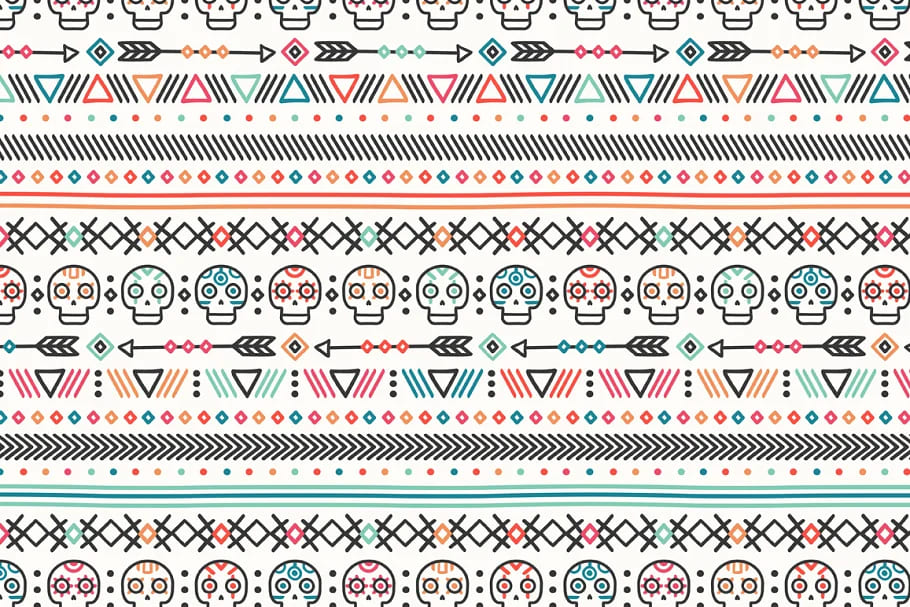 day of the dead pattern with skulls graphics.