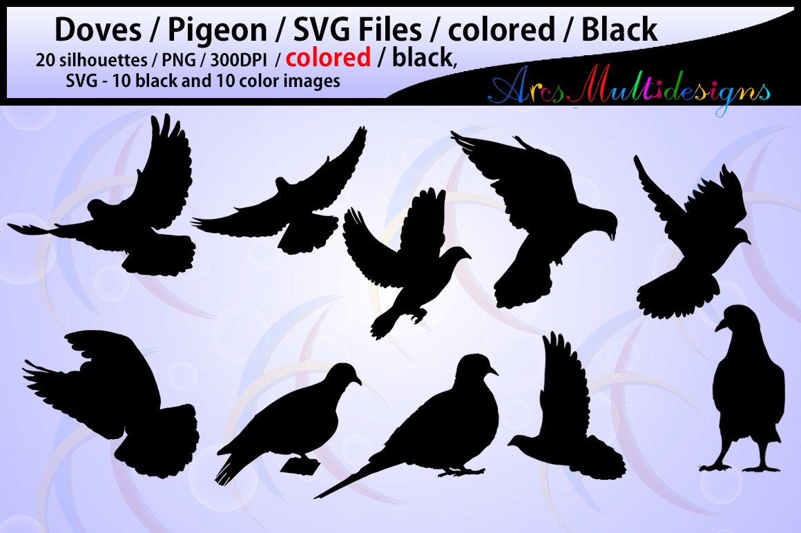 Preview of black doves on a gray background.