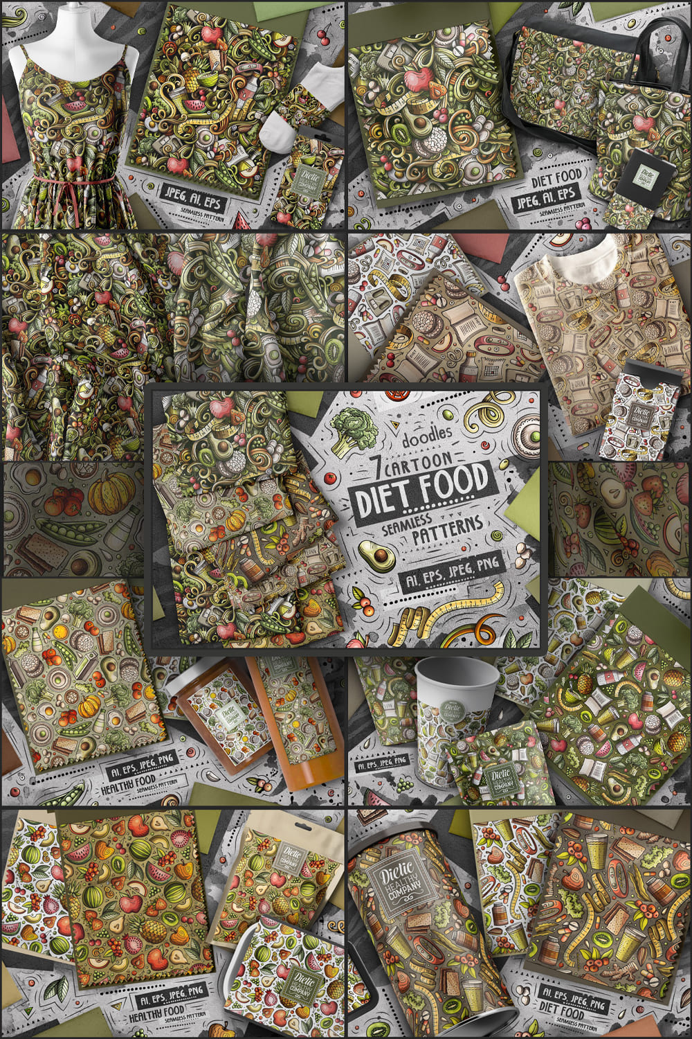 Diet Food Cartoon Seamless Patterns Pinterest 1000 1500.