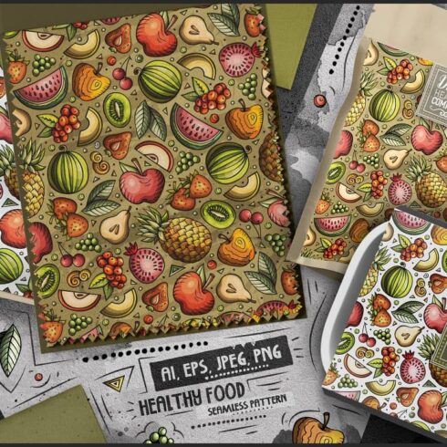 Diet Food Cartoon Seamless Patterns Preview 9.