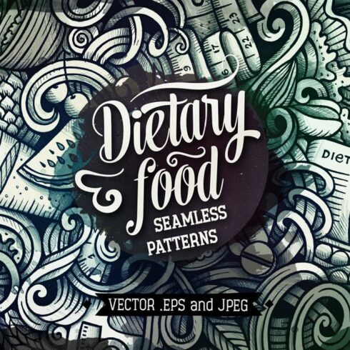 Diet Food Graphic Doodle Patterns Preview 1.