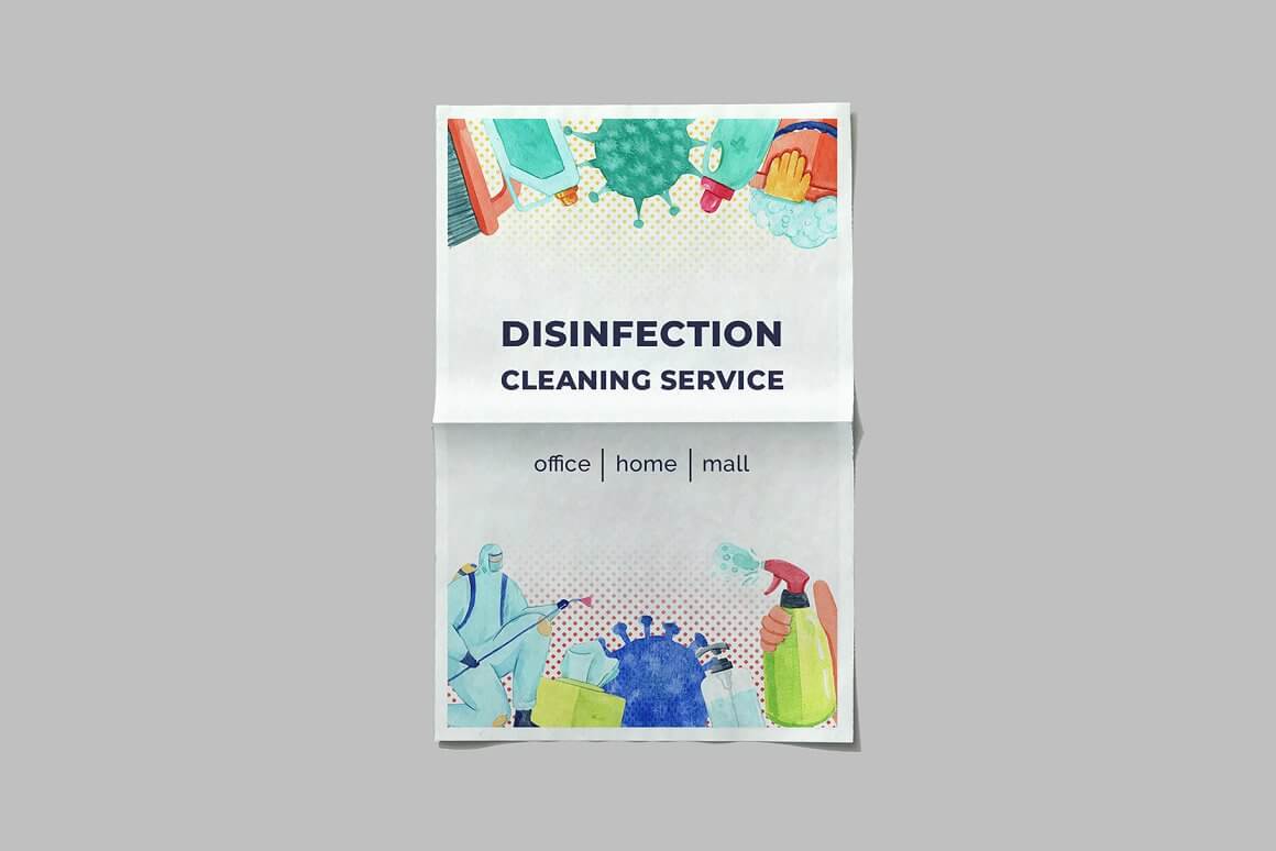 A white sheet of paper with the words "Disinfection Cleaning Service".